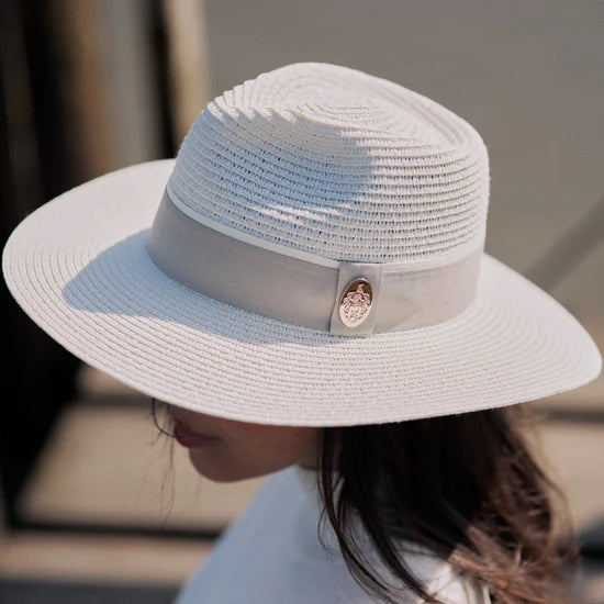 (Hicks & Brown) Hemley Fedora - Cream with Pebble Ribbon (Women's)