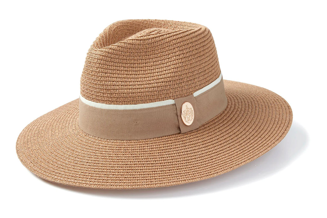 (Hicks & Brown) Hemley Fedora - Natural with Fawn Ribbon (Women's)