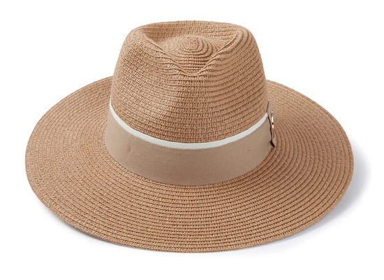 (Hicks & Brown) Hemley Fedora - Natural with Fawn Ribbon (Women's)