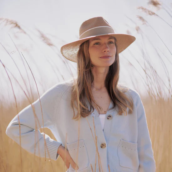 (Hicks & Brown) Hemley Fedora - Natural with Fawn Ribbon (Women's)