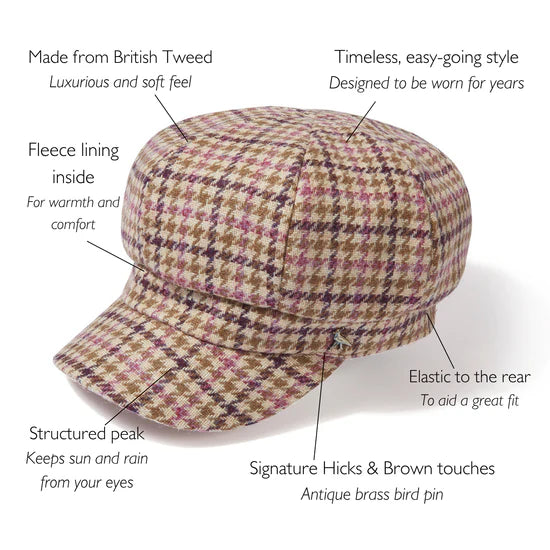 (Hicks & Brown) Higham Tweed Baker Boy - Mulberry (Women's)
