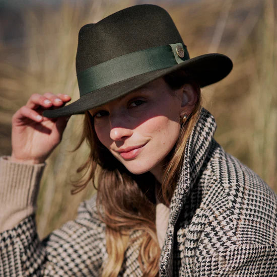 (Hicks & Brown) Norfolk Fedora - Olive Green (Women's)