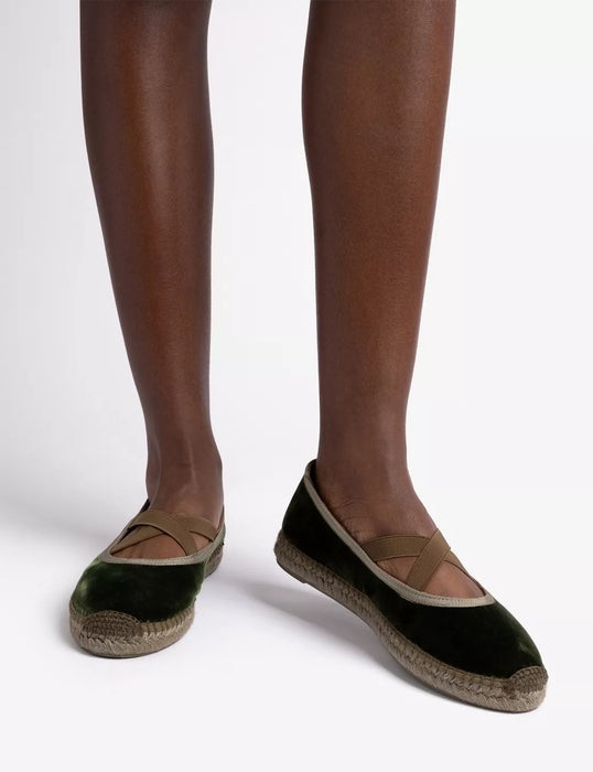 (Penelope Chilvers) Chico Velvet Espadrille - Khaki (Women's)