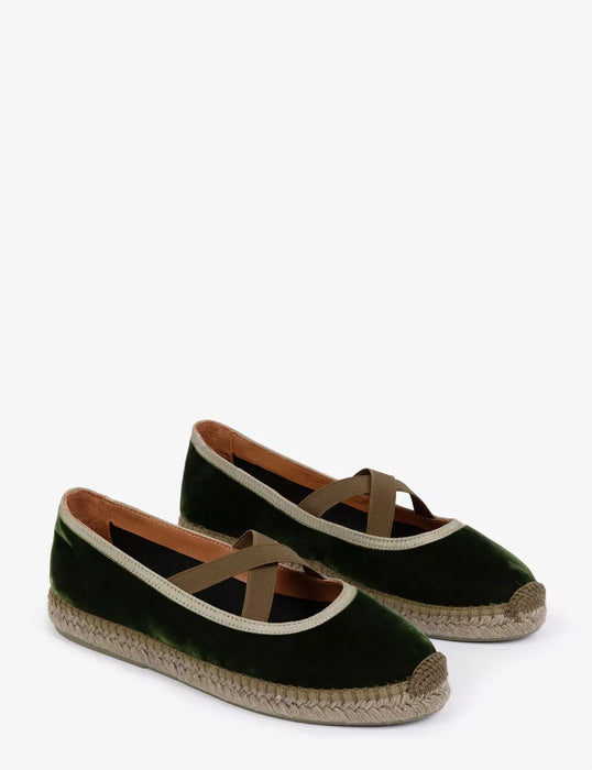 (Penelope Chilvers) Chico Velvet Espadrille - Khaki (Women's)