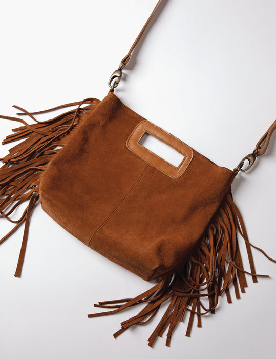 (Penelope Chilvers) Fringe Handy Suede Bag - Chestnut (Women's)