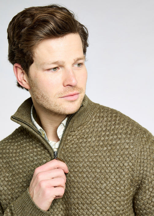 SALE - Dubarry - Power Zip Neck Sweater - Dusky Green (Men's)
