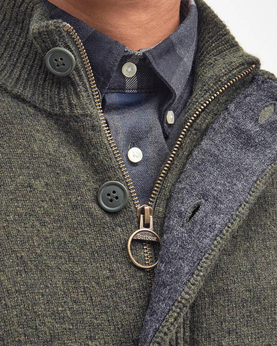 (Barbour) Essential Patch Zip Knitted Jumper - Seaweed (Men's)