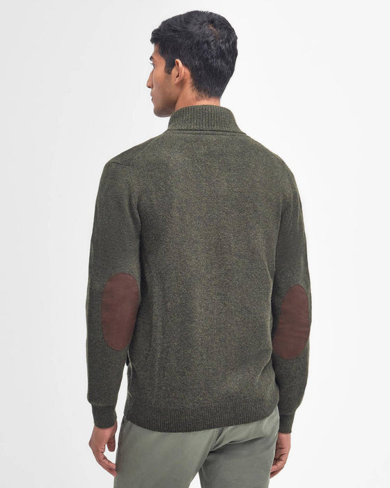 (Barbour) Essential Patch Zip Knitted Jumper - Seaweed (Men's)