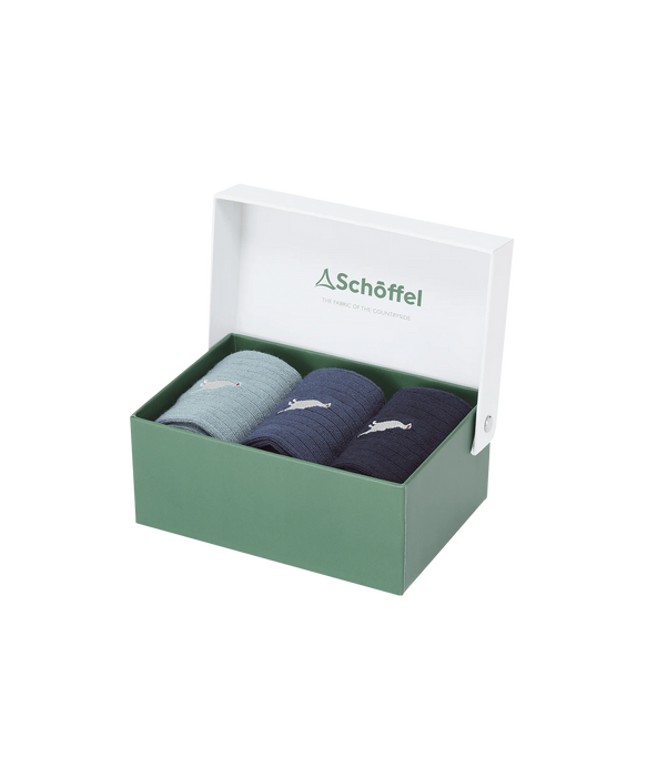 (Schoffel) Bamboo Socks (Box Of 3) - Blue Ptarmigan Mix (Men's)