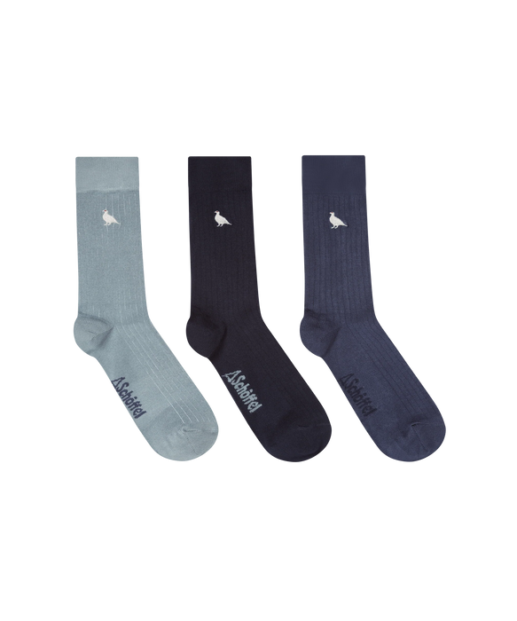 (Schoffel) Bamboo Socks (Box Of 3) - Blue Ptarmigan Mix (Men's)