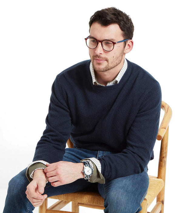 (Schoffel) Lewis Lambswool Crew Neck Jumper - Navy (Men's)