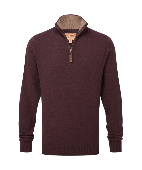 (Schoffel) Lewis Lambswool 1/4 Zip Jumper - Port (Men's)