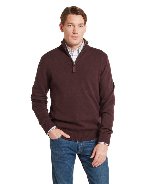 (Schoffel) Lewis Lambswool 1/4 Zip Jumper - Port (Men's)