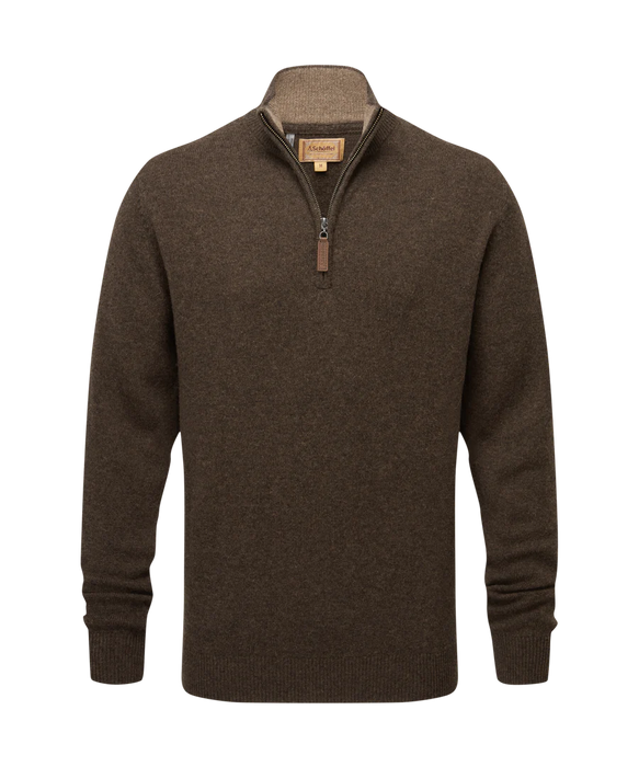 SALE *ONLINE EXCLUSIVE* Schoffel Lewis Lambswool 1/4 Zip Jumper - Chocolate (Men's)