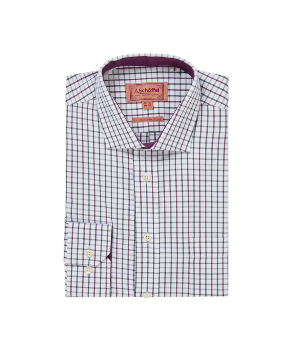 (Schoffel) Milton Tailored Fit Shirt - Plum/Botanical Green (Men's)