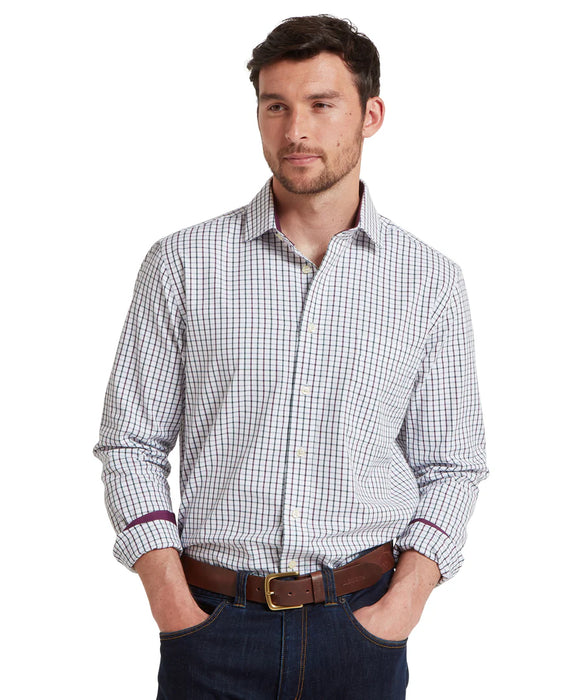 (Schoffel) Milton Tailored Fit Shirt - Plum/Botanical Green (Men's)