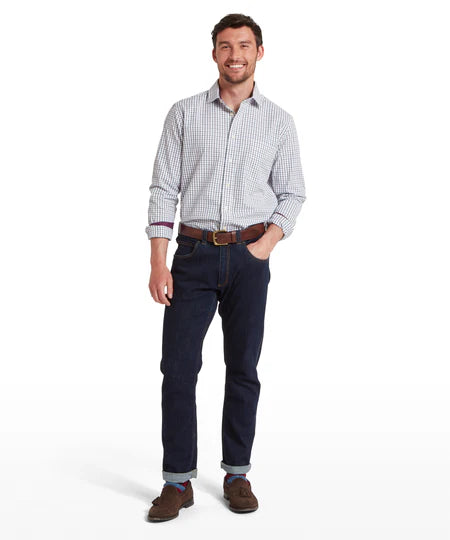 (Schoffel) Milton Tailored Fit Shirt - Plum/Botanical Green (Men's)