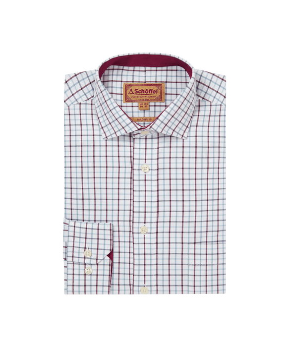 (Schoffel) Milton Tailored Fit Shirt - Port/Lake Blue Check (Men's)