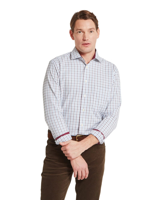 (Schoffel) Milton Tailored Fit Shirt - Port/Lake Blue Check (Men's)