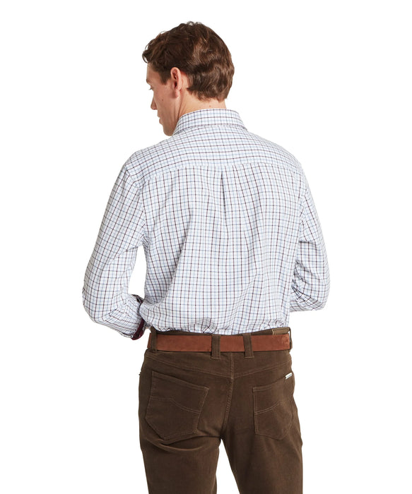 (Schoffel) Milton Tailored Fit Shirt - Port/Lake Blue Check (Men's)